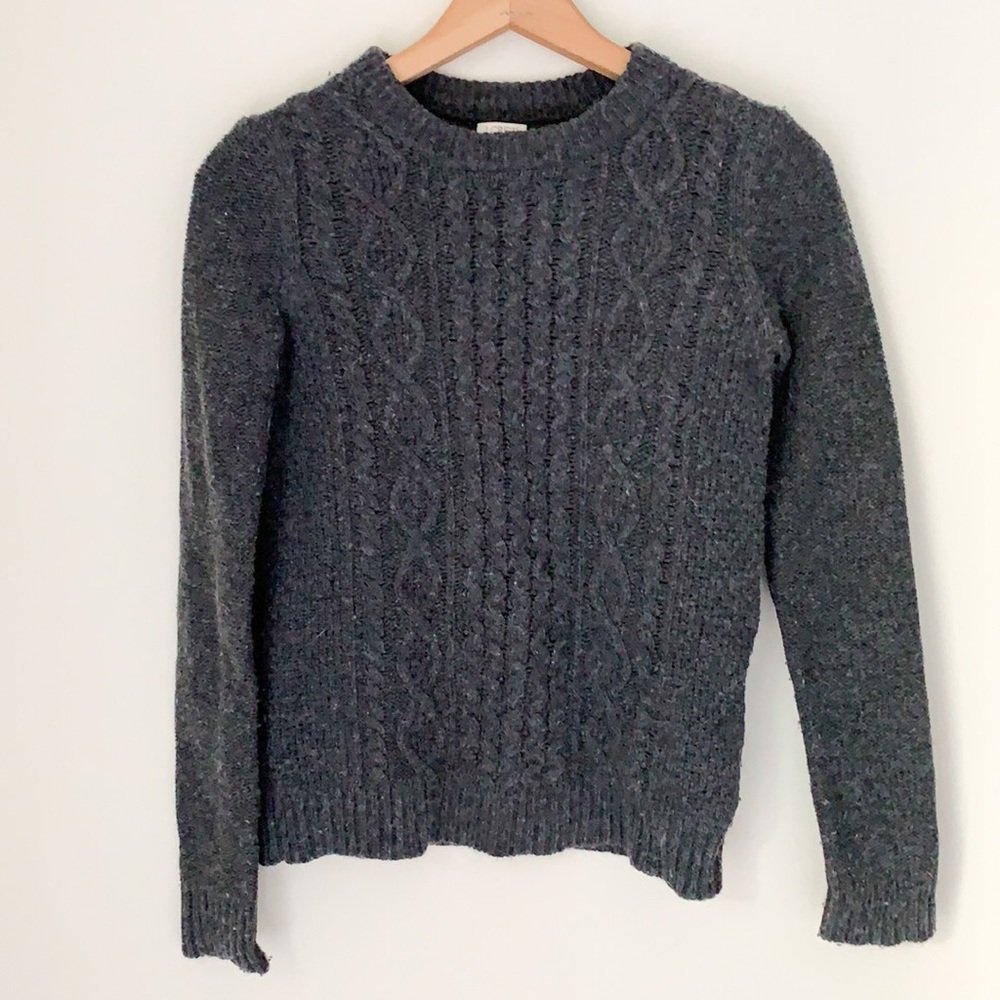 J. Crew Classic Cable Gray Sweater Wool Blend Size XS - Picture 2 of 6